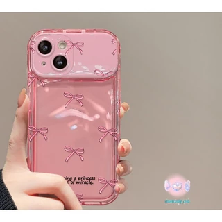 [จัดส่งในพื้นที่] เคสโทรศัพท์กระจกแต่งหน้าโบว์สีชมพู สำหรับไอโฟน For iPhone16 14 15 11 13 12Pro ProMax 7 8 Plus X XR XS