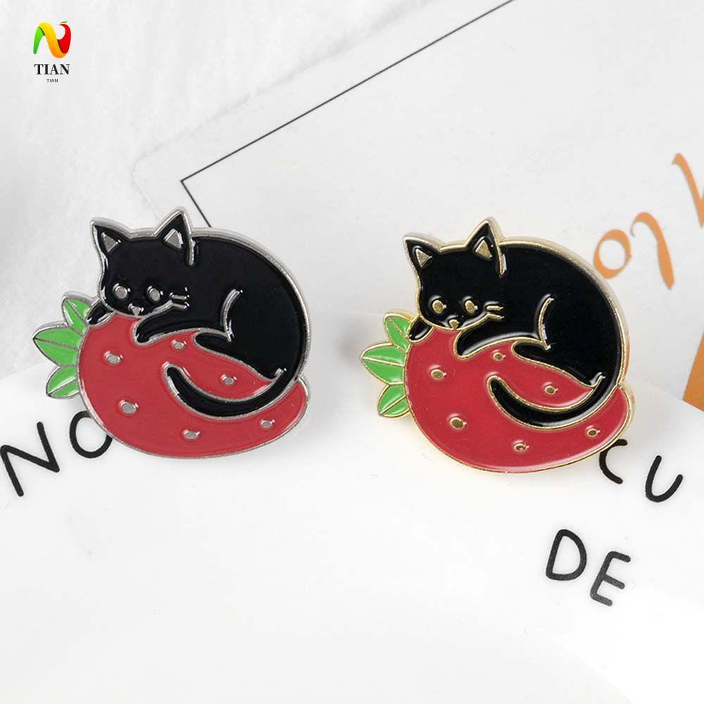 INQUIRY IMPACT เข็มกลัดแมวเข็มกลัดคอการ์ตูนเครื่องประดับอุปกรณ์เสริม Badge Pin Lapel Pin สีดําแมวเข็