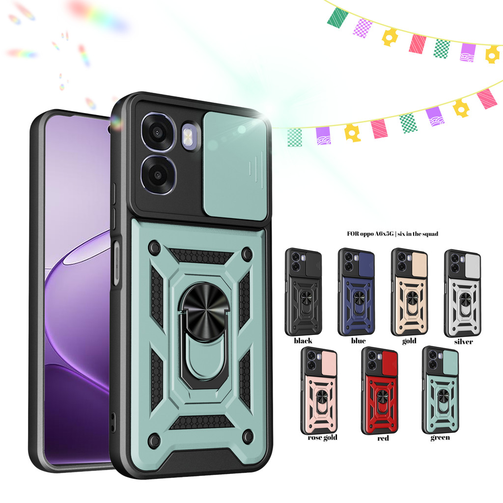 เคส Oppo A6x CPH2783 Shunjia Push Window Multi functional Armor Magnetic Phone Case