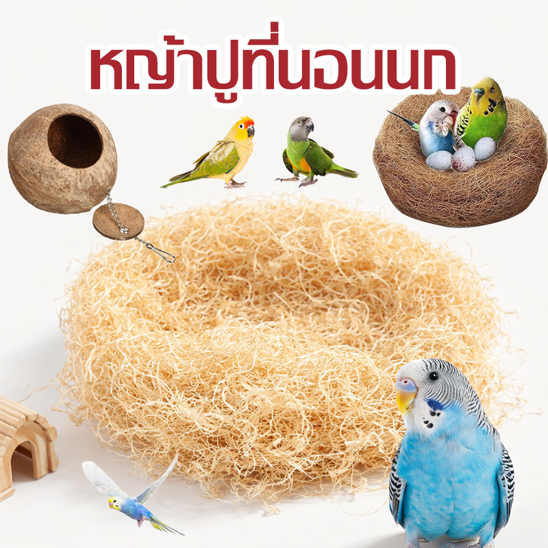 หญ้าราฟฟี่ส หญ้าราฟฟี่ออแกนนิก สำหรับรังนกกระสอบทราย รังไฟเบอร์ รังนกกรงนก รังนกขมิ้น 30 กรัม