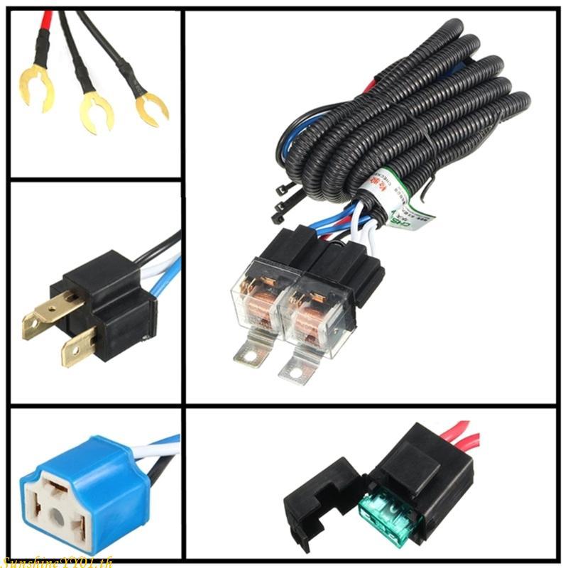 SUN H4 รถขับรถหมอกโคมไฟสายไฟ Conector อะแดปเตอร์รีเลย์สายไฟรถจักรยานยนต์ 12 V ไฟหน้ากันน้ํา Extensio