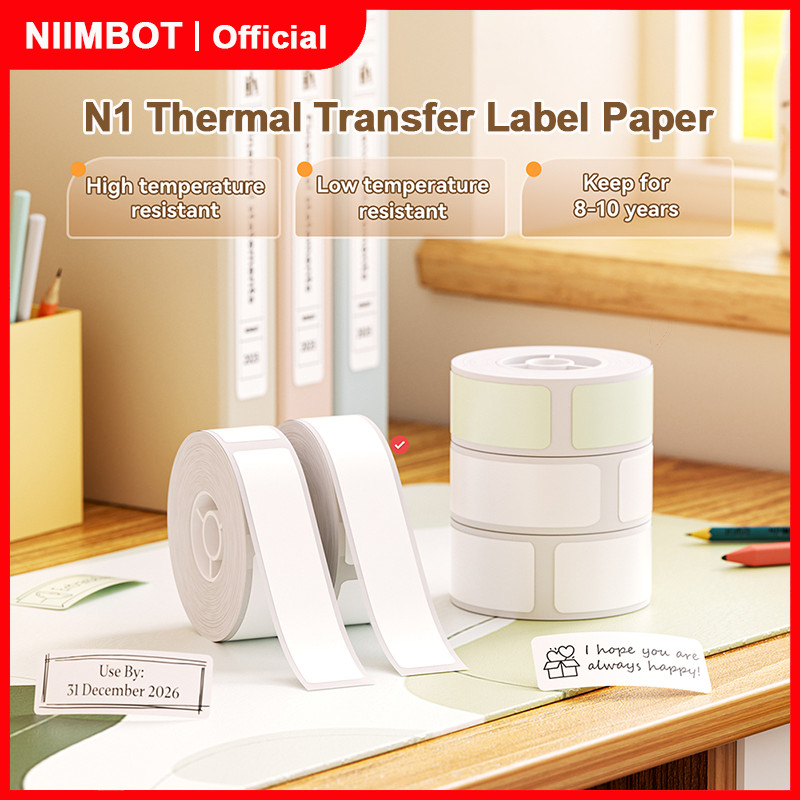 NIIMBOT N1 กระดาษฉลากแบบถ่ายโอนความร้อน กันน้ำ กันน้ำมัน ทนรอยขีดข่วน ใช้งานได้ยาวนาน สีไม่ซีดจาง