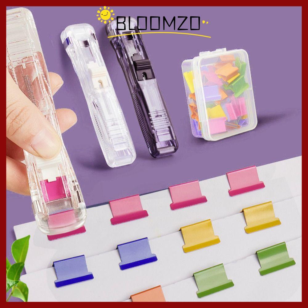 จัดส่งจากประเทศไทยBLOOMZO Hand Push Clamp, Hand Push Reusable Clip Pusher, Simple Metal Traceless Document File Stapler School Office