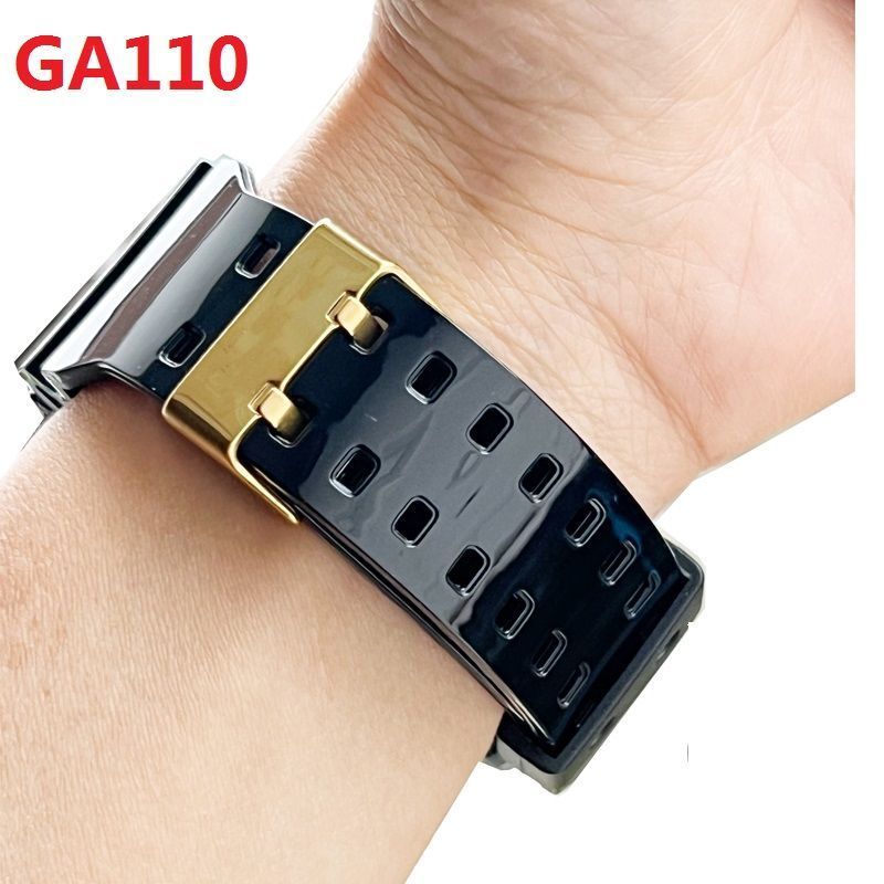 GA110 สายสีดําทองอุปกรณ์เสริมเคลือบเงาสายนาฬิกา ga120 สายซิลิโคน Universal ประเภท GA400 ga700
