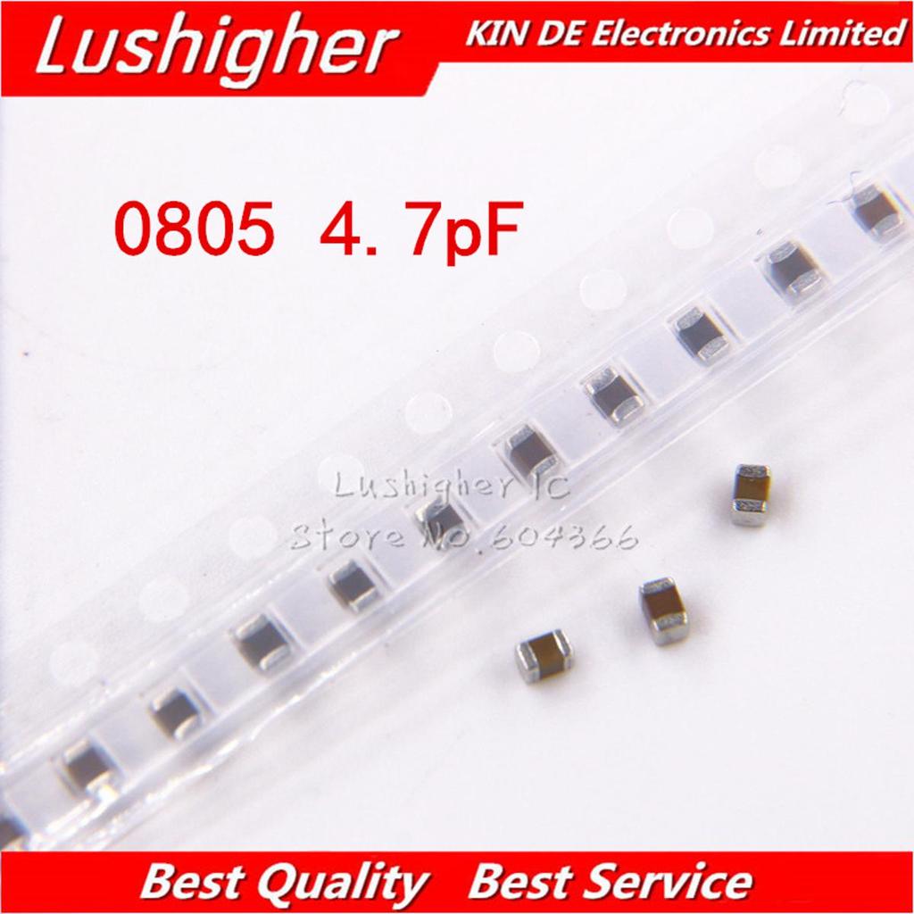 100 ชิ้น 0805 4.7pf 100V X7R 10% ตัวเก็บประจุเซรามิก SMD MLCC