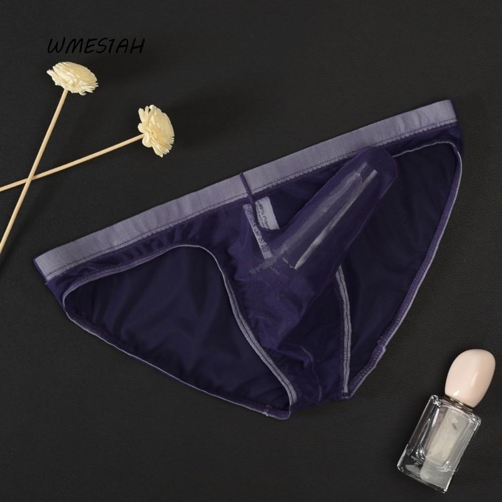 WMES1AH Elephant Nose Briefs, Intimate Wear Mesh Mens Pouch Shorts, แฟชั่น U นูน Ultra-Thin Quick Dr