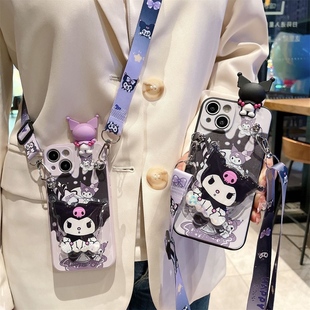 Apple 14 13 pro max Kuromi 12 11 เคสโทรศัพท์ไอศกรีม 8/7/6 Crossbody x/s/r plus3.29