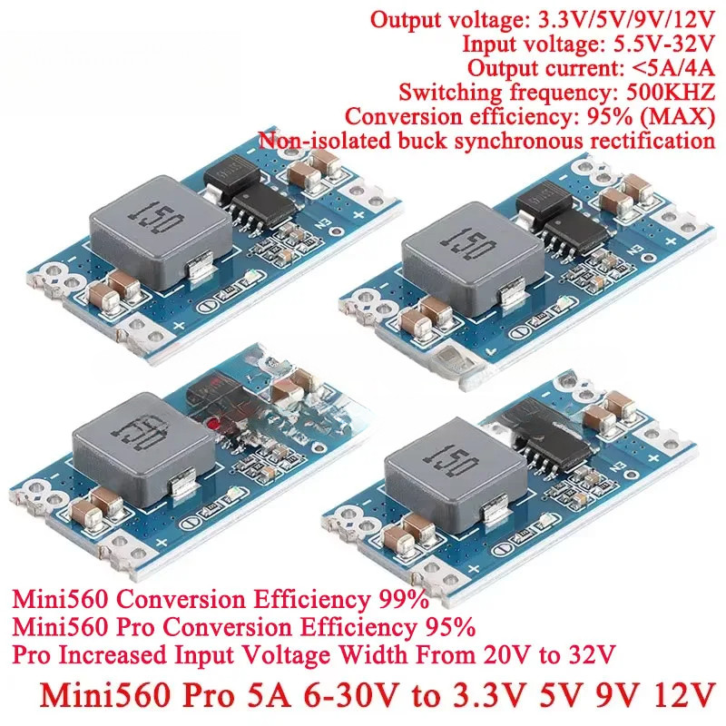 2-5pcs Mini560 Pro 5A DC-DC Mini 560 PRO Step-Down Buck Stabilized แรงดันไฟฟ้าโมดูลแหล่งจ่ายไฟ 6-30V