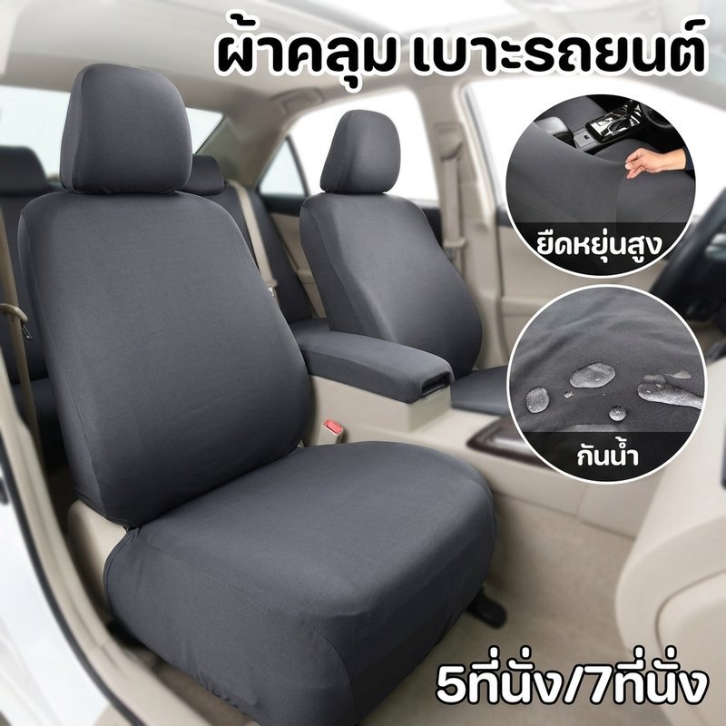 ที่หุ้มเบาะหน้ารถยนต์ พนักพิงศีรษะแยกได้ ยืดหยุ่นสูง ป้องกันฝุ่น กันน้ำ ซักง่าย ไม่ซีดจาง ขนาดสากล