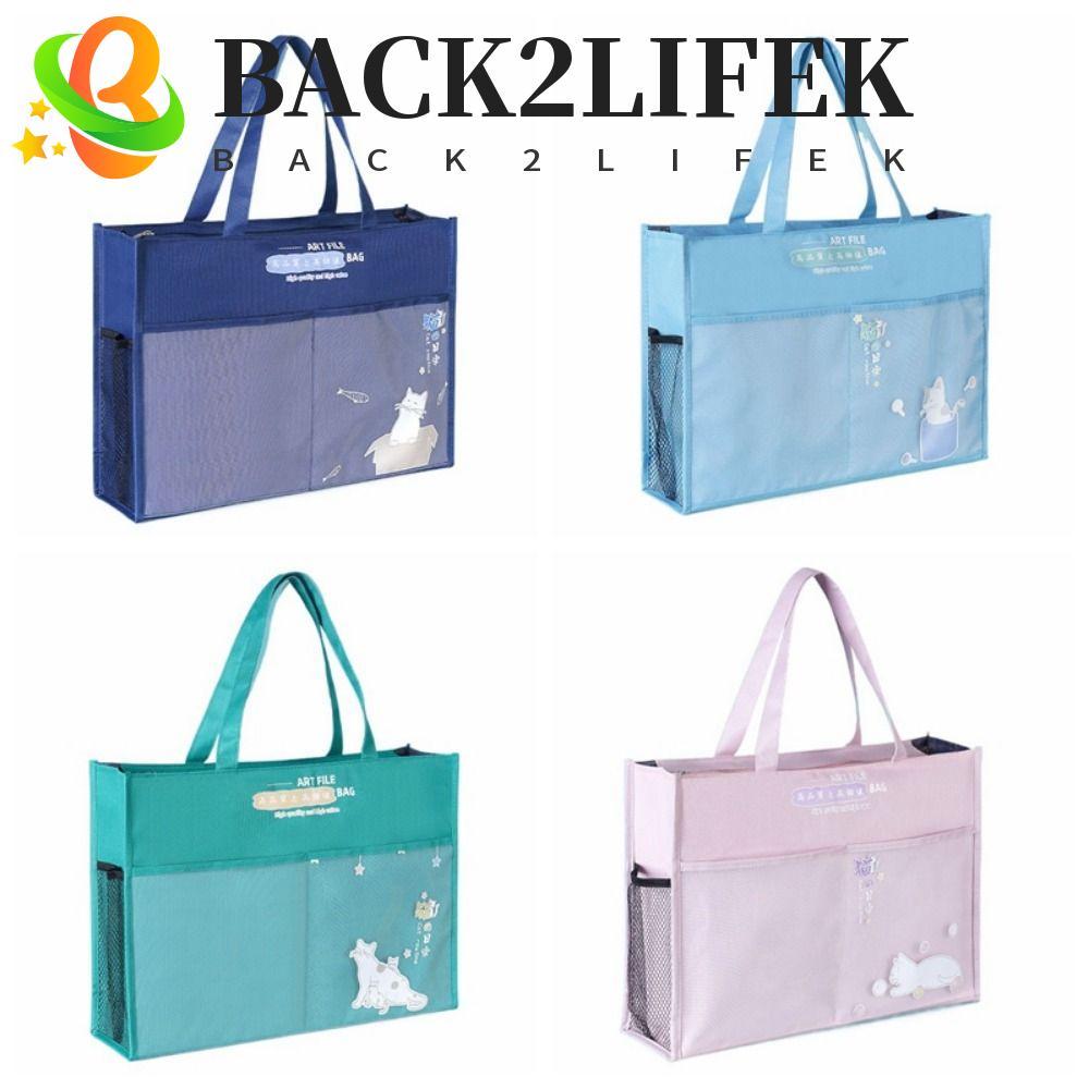 BACK2LIFEK กระเป๋าซิป, A3 Creative Document Book Bag, Mutli-Purpose Canvas Mesh Waterproof Multi-lay