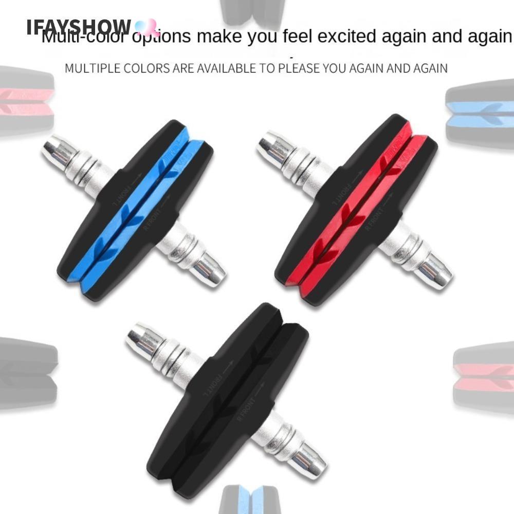 IFAYSHOW 1 คู่จักรยานเงียบผ้าเบรค,ยาวนานทนทานจักรยาน V Braking Pads, ยาง 3 สี + ยางโลหะเบรค Pad ขี่อุปกรณ์