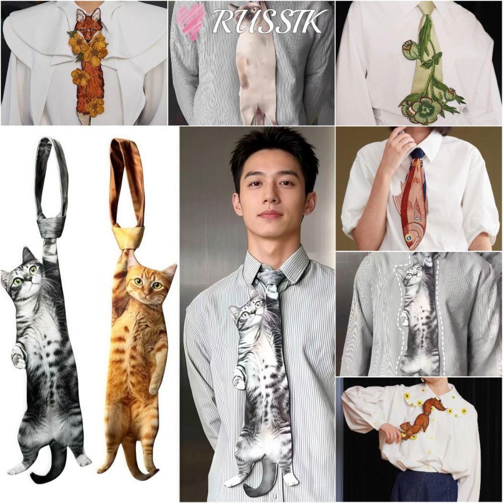 เน็คไทรูปปลาสำหรับผู้ชาย ดีไซน์เหมือนจริง ผ้าซาติน ใช้งานได้ทั้งงานพิธีและการ.party