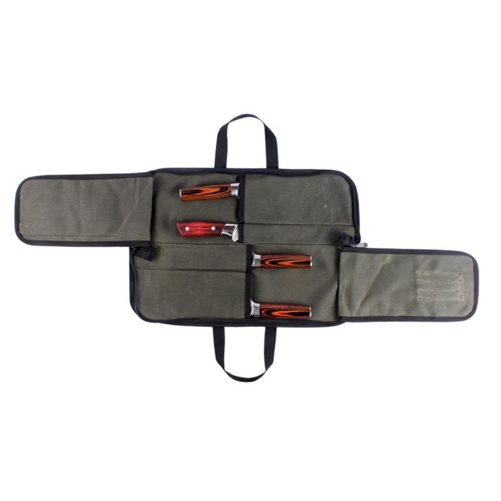 [trdfdv] Canvas Chef Knife Bag Knife Wrap Wallet Storage Bag for Traveling Camping