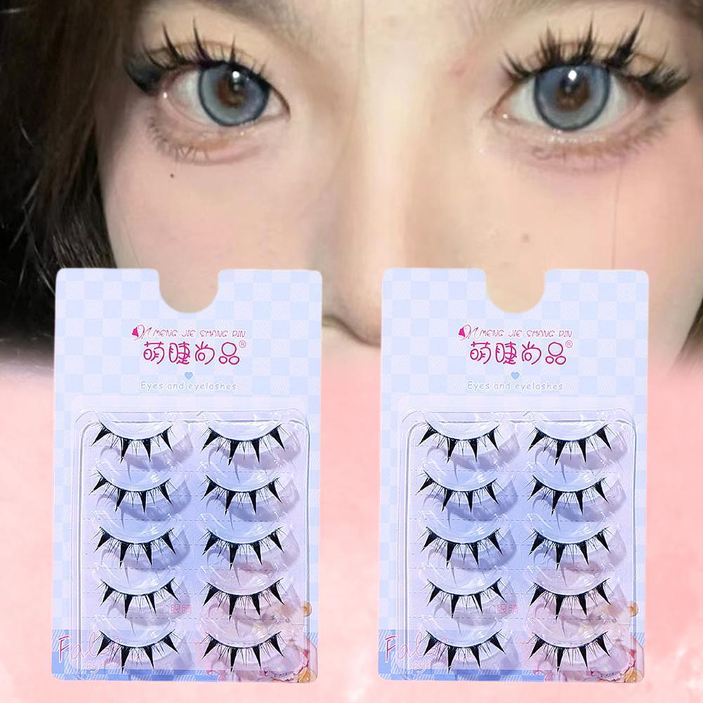 Cat-eye Lash Strip-สไตล์การ์ตูนผมธรรมชาติ Flow Full-ความยาวเริ่มต้น Lashes B6o2