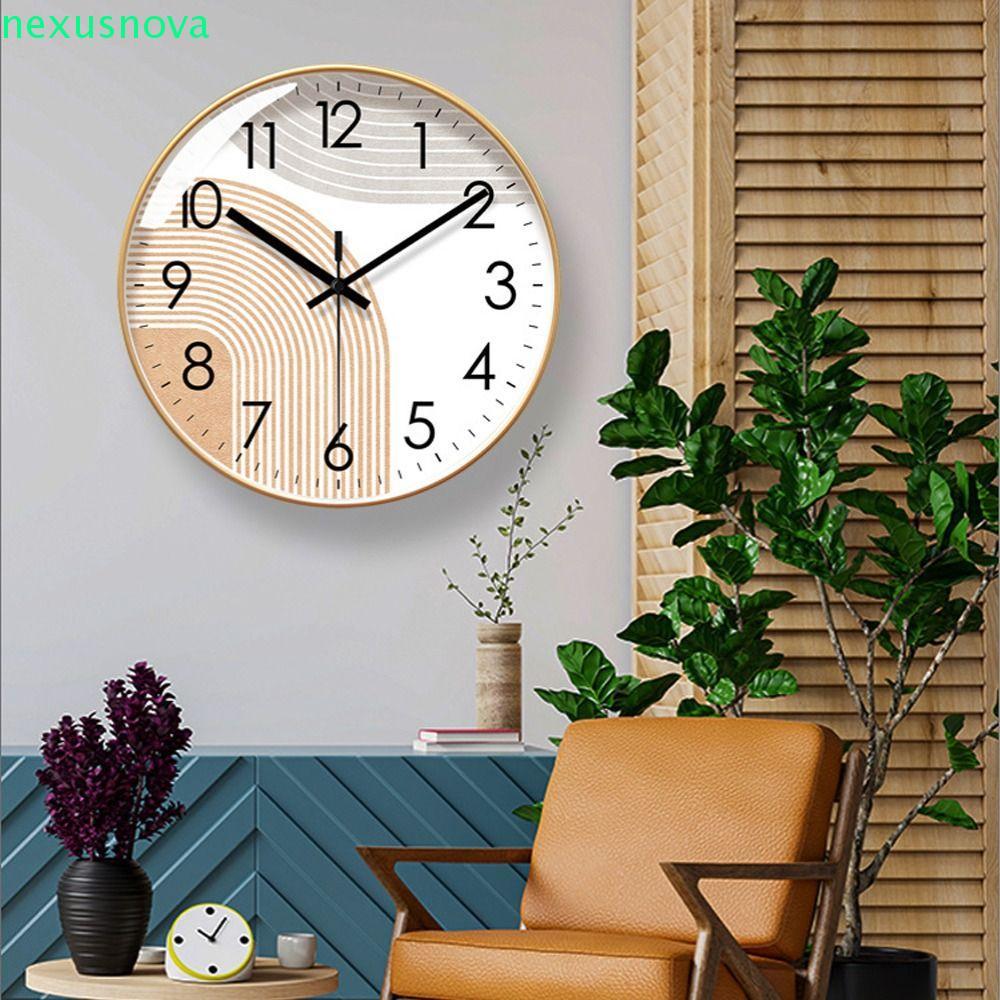 NEXUSNOVA Wall Hung Clock, Simple Non-ticing Hanging Clock, Mute Clock สไตล์นอร์ดิก 10/12/14 นิ้ว Si