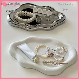 RENBG Simple ถาดเก็บเครื่องประดับ Creative Cloud Shapes Electroplated เครื่องประดับต่างหูแหวนจอแสดงผลเดสก์ท็อปจานสําหรับผู้หญิง TH