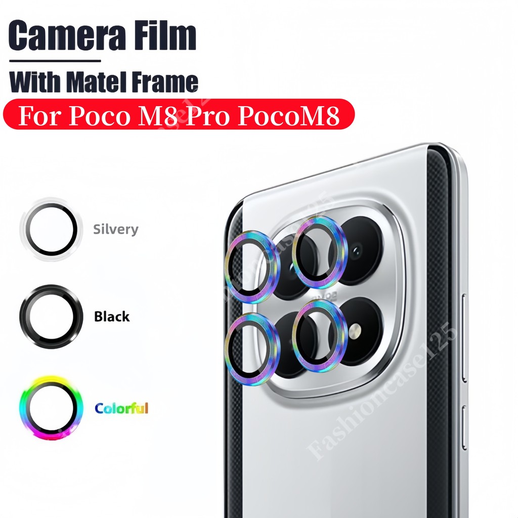 Poco M8 Pro กล้องฟิล์มสําหรับ Xiaomi Mi Poco M8 Pro PocoM8 M8Pro 5G 2025 แหวนโลหะป้องกัน HD เลนส์ฝาครอบป้องกันฟิล์มกระจกนิรภัยป้องกันรอยขีดข่วน