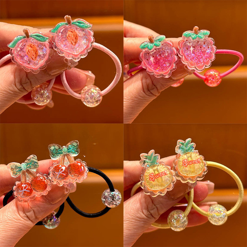 อุปกรณ์แต่งผมน่ารักสำหรับเด็ก แบบยืดหยุ่นและปลอดภัย พร้อมลายการ์ตูนลูกไม้และผลไม้