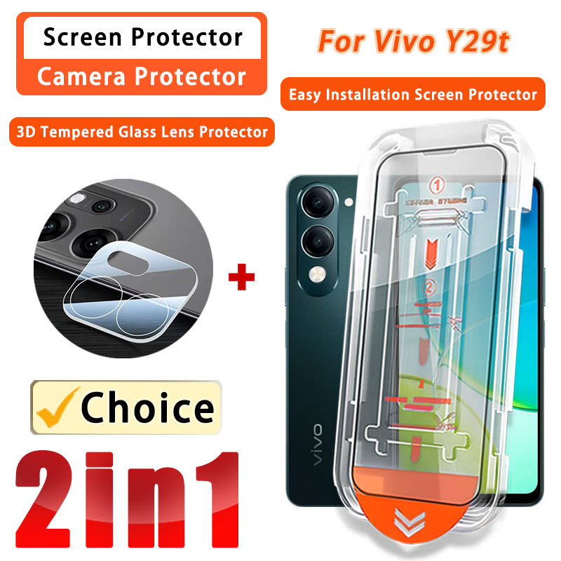 2 IN 1 ฟิล์มนิรภัย Vivo Y29t ฟิล์มแก้วสําหรับ Vivo Y29t Y29s Y04 Y19 Y31 Y21d Y22 Y33 Y51 Y35 Y17s Y
