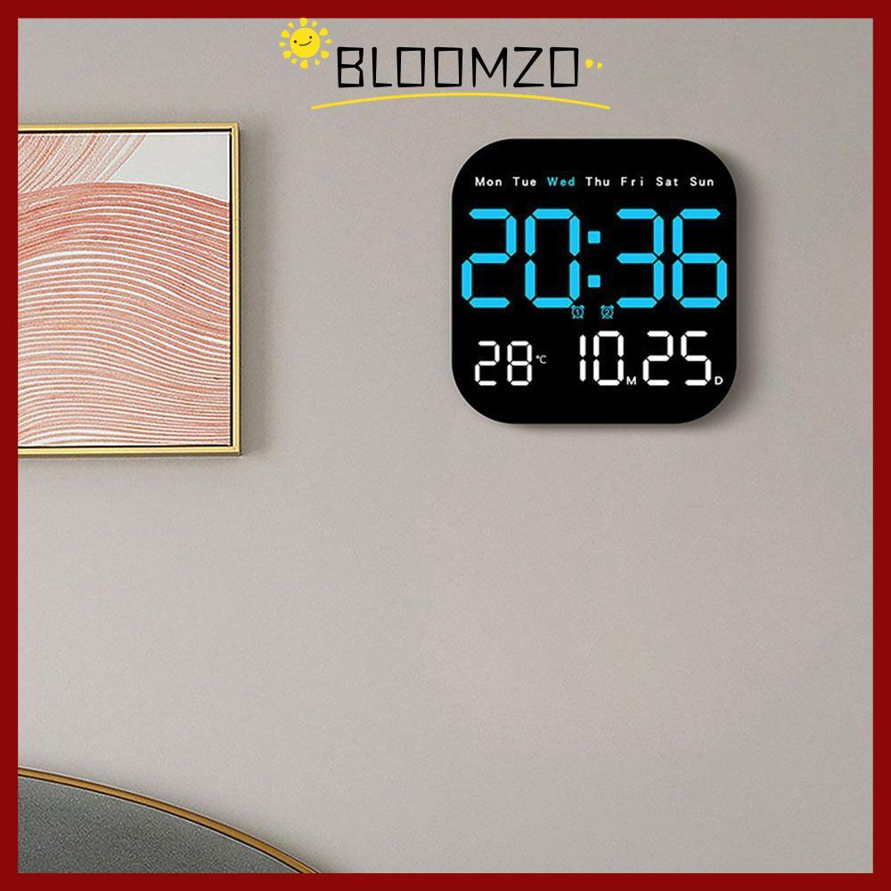 BLOOMZO นาฬิกาแขวนอิเล็กทรอนิกส์, อุณหภูมิวันที่นาฬิกาดิจิตอล LED, 12/24H Home Calendar Display นาฬิกาตั้งโต๊ะสําหรับห้องนอน