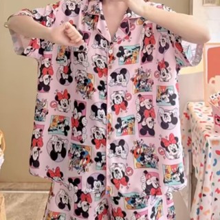 SH101 HOME ชุดนอนผู้หญิงผ้าไหมอิตาลี่เเฟชั่นใหม่ลายการ์ตูน น…