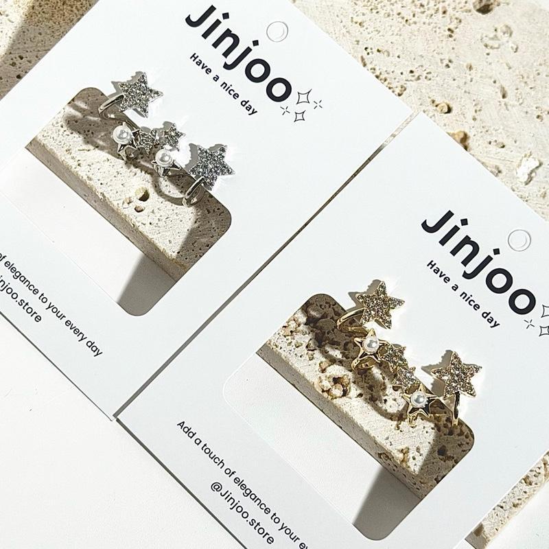 Jinjoo ต่างหูดาว รุ่น Triple Sparkle มี 2 แบบ แบบเจาะกับไม่เจาะ (แป้นทับ925+จุกยาง)