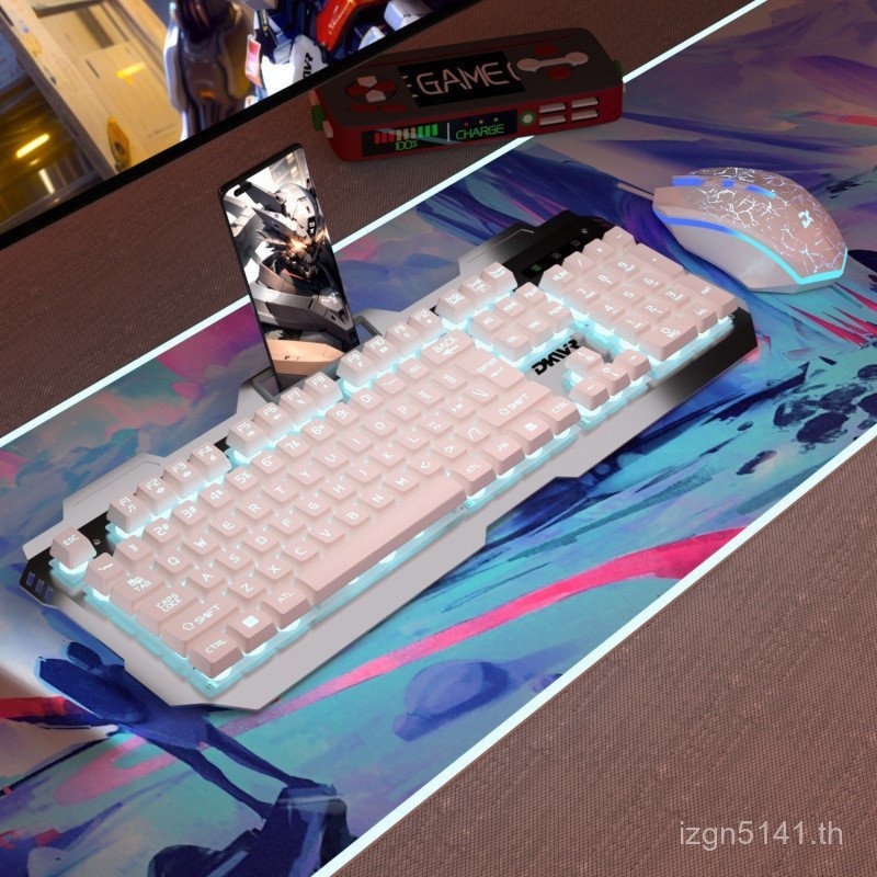คอมพิวเตอร์ Universal USB Desktop Wired Luminous Gaming Keyboard Set คีย์บอร์ดเมาส์โน๊ตบุ๊ค Mechanic