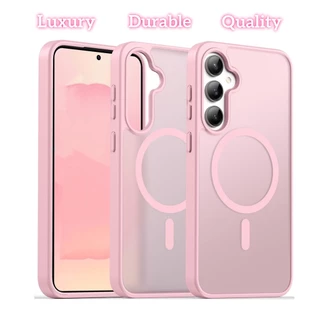 หรูหรา Strong Magnetic สําหรับ Samsung A57 A37 A17 A07 A56 A36 A26 A16 A06 A55 A35 A25 A15 4G 5G กรณี Anti-Fingerprint Matte Hard กันกระแทกฝาครอบโทรศัพท์