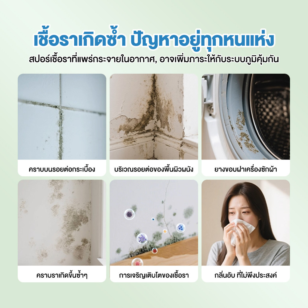 น้ำยาเช็ดเชื้อรา ฆ่าเชื้ออย่างล้ำลึก ป้องกันและกำจัด 400ml กำจัดเชื้อราได้ใน 1 วินาที คราบสิ่งสกปรก สูตรอ่อนโยน ราคา ถูกที่สุด ดีลบีเคเค แกลเลอรีภาพที่ 3