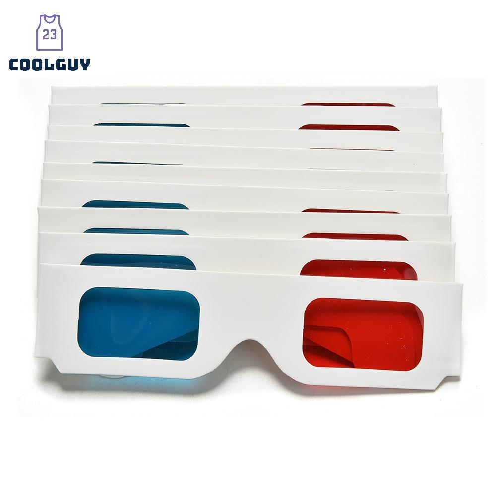 แว่นตาดูภาพยนตร์ 3 มิติ แบบ Universal Anaglyph สีแดงและสีไซ-an ทำจากกระดาษแข็ง จำนวน 10 ชิ้น
