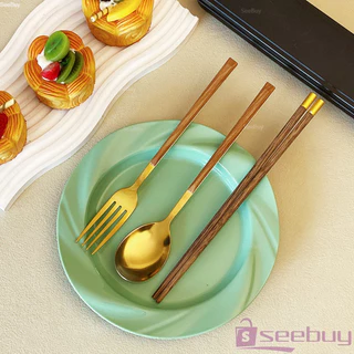 SUY ชุดช้อนส้อมพกพา ชุดช้อน ตะเกียบ และส้อม ชุดเครื่องใช้สำหรับการเดินทาง มีกล่อง Tableware