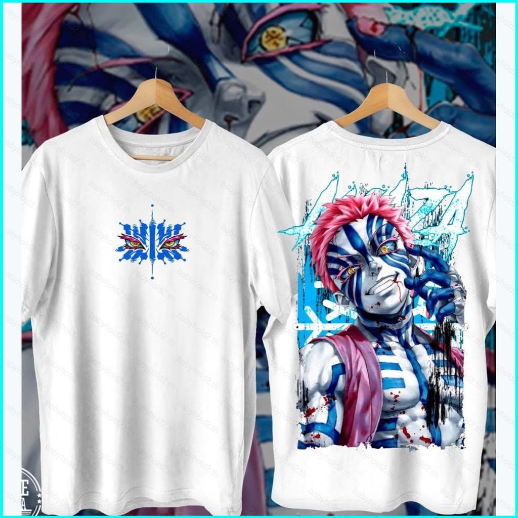 เสื้อยืดอะนิเมะ Demon Slayer Akaza Hakuji แขนสั้น สำหรับฤดูร้อน