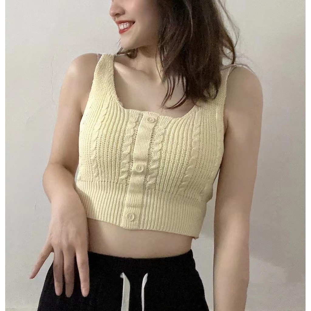 เสื้อฤดูร้อนสไตล์เกาหลีเรียบหรู ดีไซน์คอสี่เหลี่ยมและเอวสูง เหมาะสำหรับทุกโอกาส Happy Me CT9A