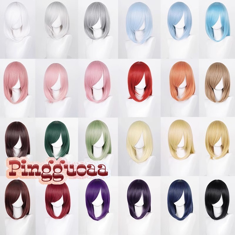 💘 👻 【Manmei】Girls Long Bangs Cosplay Wig 40cm Long Universal Heat Resistant Synthetic Wigs