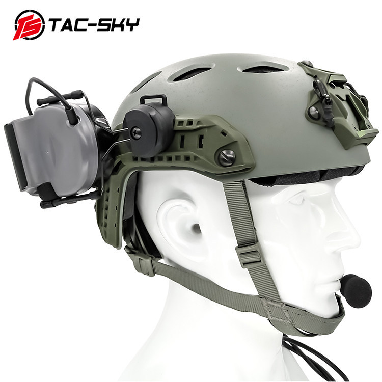 Bracket รุ่นซิลิโคนสำหรับARC Rail ของ COMTAC II กับระบบลดเสียงรบกวน พร้อมหูฟังสีเทา