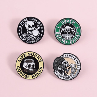 Punk ถ้วยกาแฟ Skull เข็มกลัด Pins เอสเพรสโซมากกว่า Less Depr…