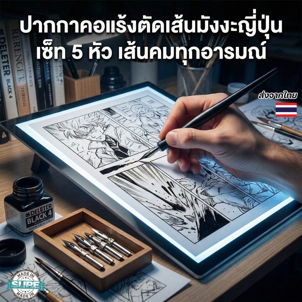 เซ็ทคอแร้งปากกาสำหรับตัดเส้นโมเดล 5 หัวเปลี่ยนได้ 1 ด้าม เหมาะงานลงสี พลาสติกโมเดล งานประณีต