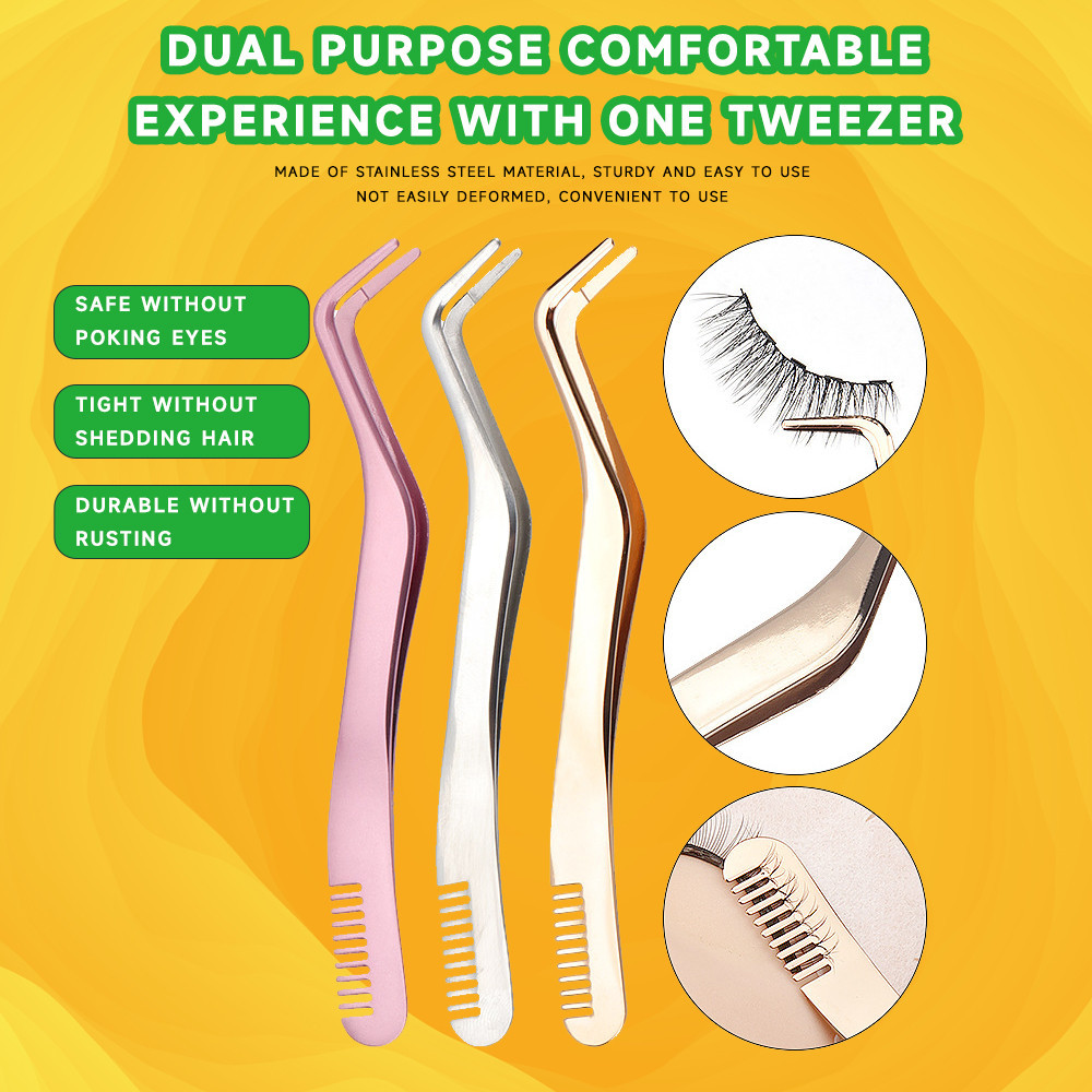 Tweezer Eyelash Makeup Lash Comb False With Beauty Tweezer