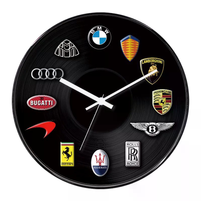 นาฬิกาสร้างสรรค์สําหรับร้านรถ โลโก้แบรนด์ Supercar BMW Audi Ferrari นาฬิกาปลุกสําหรับห้องนั่งเล่นผนั