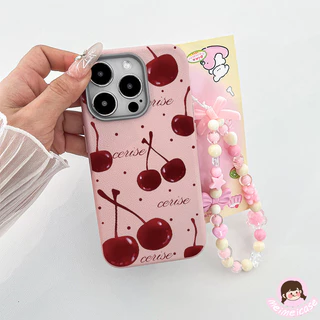 เคสไอโฟน 11 น่ารักสีแดงเชอร์รี่พื้นผิวหนังนุ่ม สำหรับ IPhone 17 16 13 15 11 14 12 Pro Max 7 8 16 14 15 Plus XR X XS Max
