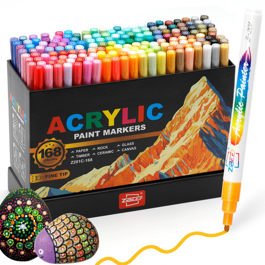 กวงนา เครื่องหมายอะคริลิค 168 สี | 2.0 มม. เซรามิคสิ่งทอไม้ Universal | นักเรียนอะนิเมะ ทําเอง ปากกา