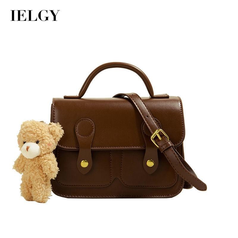 JP8 IELGY Fashion Retro Lady Bear Pendant All-match Messenger Bag