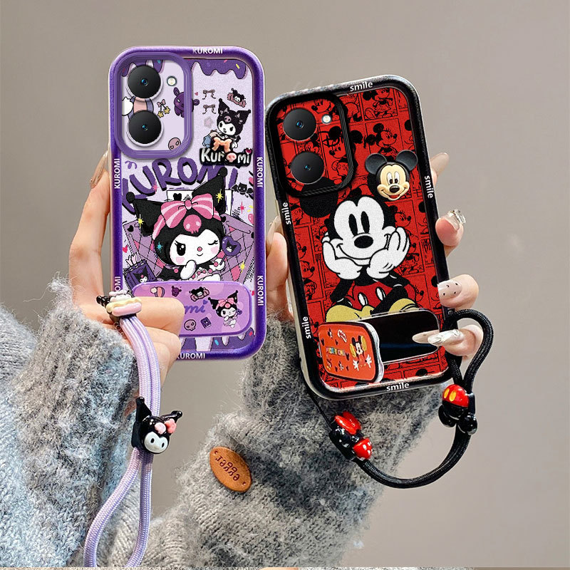 เคส For Vivo Y03 / Y18 / Y03T / Y18S / Y28S 5G tpu ใหม่ JMZJ สไตล์แฟชั่นแขวนสายกระจกขาตั้งเคสโทรศัพท์