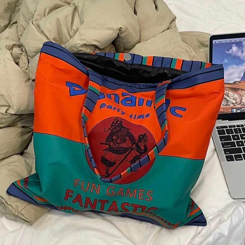 VAUTO กระเป๋าถือสะพายข้าง.Canvas พิมพ์ลายContrast Color เหมาะสำหรับการท่องเที่ยวและการใช้งานในชีวิตป