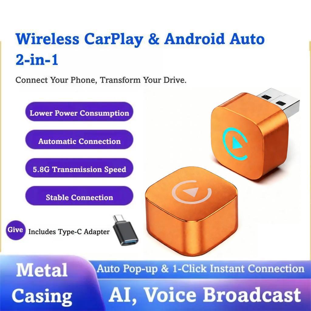 Wireless carplay Box 2 in 1 Smart Car Internectorion Module Android Auto เหมาะสําหรับ Apple Android 