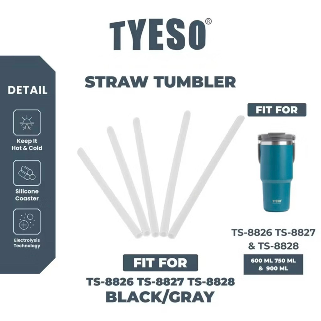 หลอดพรีเมี่ยม Tyeso 600ml 750ml น้ํา 900ml 1050ml 1200ml / Tyeso Straw Replacement type 8826 8827 88