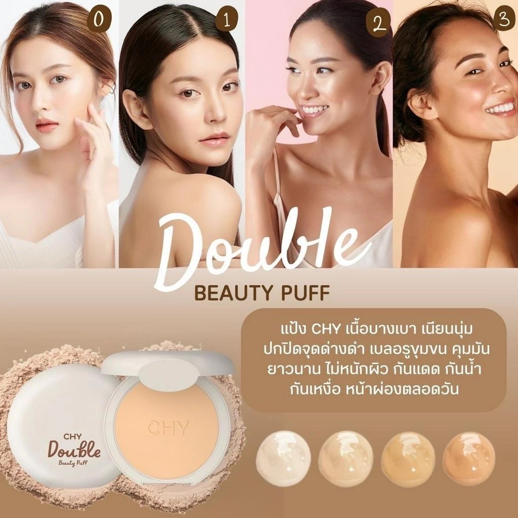 แป้งพัฟ CHY ไฮบริด เนื้อละเอียด ไม่หนักหน้า เบลอรูขุมขน กันแดด หน้าฉ่ำ กันน้ำ SPF30PA++ ขนาด7g แป้งตัวดังในตำนาน CHY - รูปที่ 2