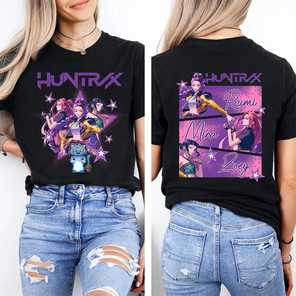 ผู้ปกครองเด็ก Kpop Devil Hunter เสื้อยืด Huntrix Mira, Rumi, Joey, แขนสั้นเด็กผู้ใหญ่แขนสั้น Lelaki&