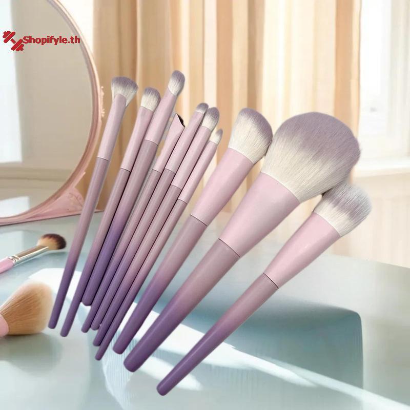 Shopifyle 10 ชิ้นชุดแปรงแต่งหน้าสีม่วง, แปรงหลวม, แปรงอายแชโดว์, ชุดเครื่องมือความงามครบชุดแปรงคอนซี