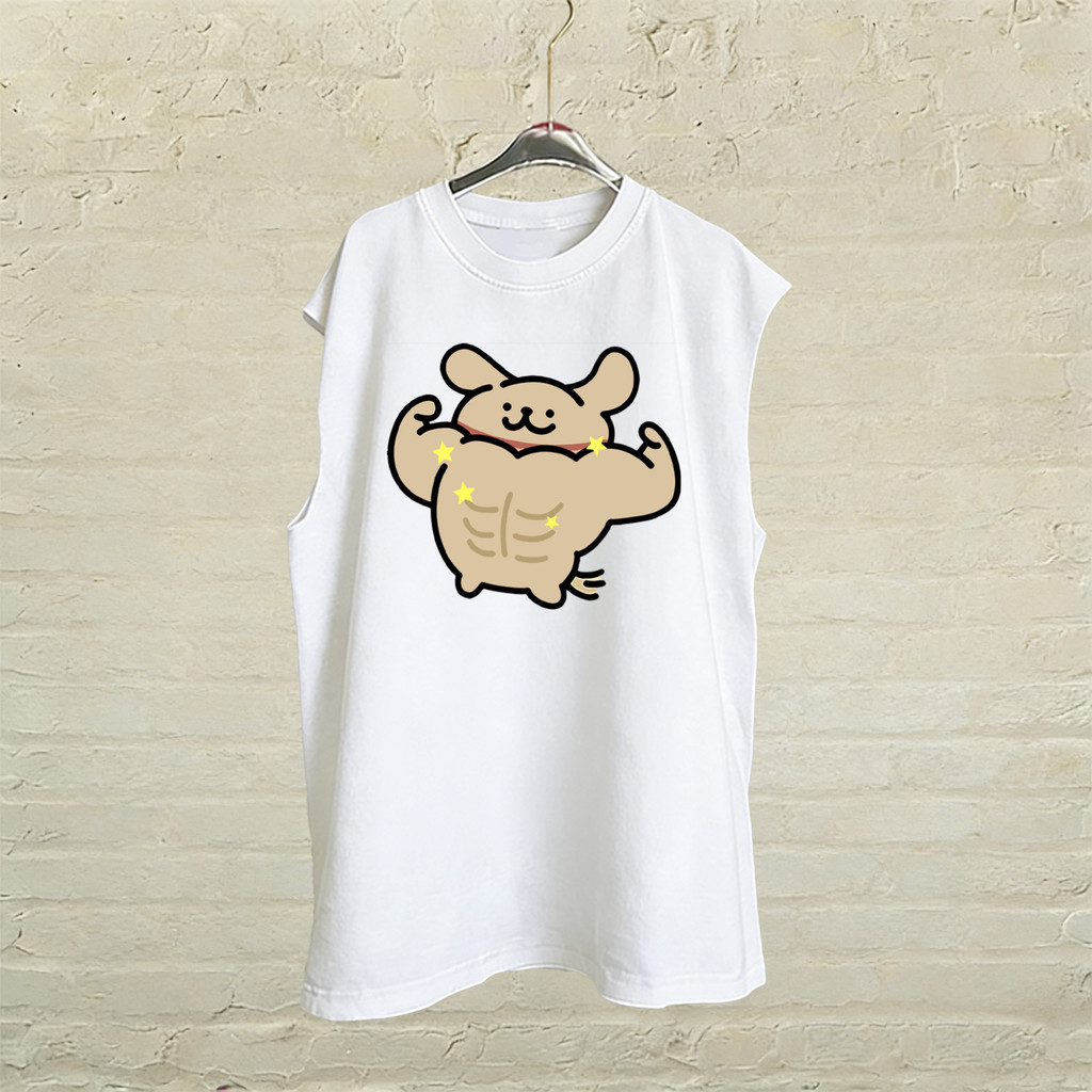 Sea.Tee [COD] เสื้อยืด แขนกุด เสื้อกล้าม"Muscle dog"oversize Cotton100% แฟชั่น แนวสตรีท เสื้อผู้ชาย แขนสั้น S-3xl 2025